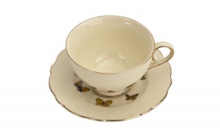 Komplet 2 filiżanek do espresso 125 ml + spodki Motylki