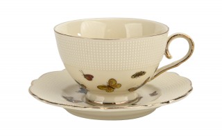 Komplet 2 filiżanek do espresso 125 ml + spodki Motylki