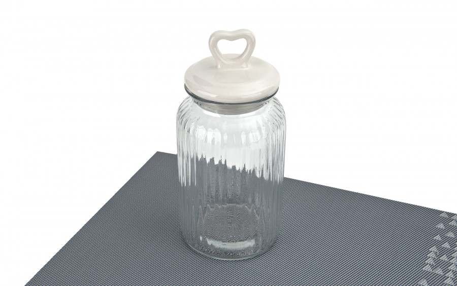 Słoik z pokrywką ceramiczną Serce 1,3 L okrągły Tadar