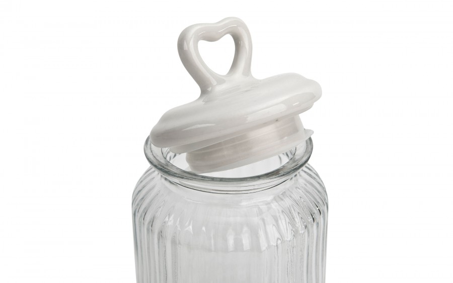 Słoik z pokrywką ceramiczną Serce 1,3 L okrągły Tadar