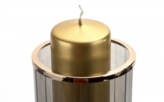 Świecznik szklany kielich 35 cm złoto-czarny