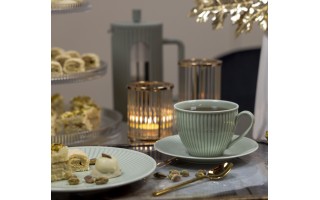 Filiżanka porcelanowa 320 ml + spodek Dalia Zielona