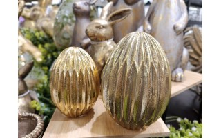 Ozdoba jajko złote karbowane 11,5 cm