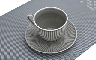 Filiżanka porcelanowa 320 ml + spodek Dalia Szara