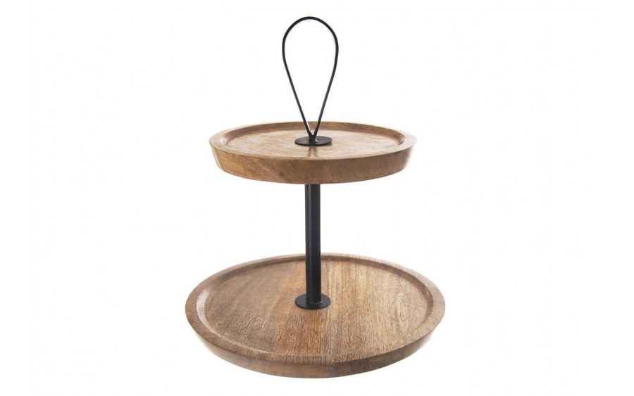 Patera dwupoziomowa 30 cm Mango drewniana