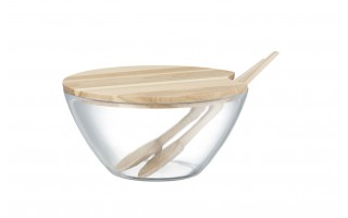 Salaterka 23 cm Natural z pokrywą i sztućcami AMBITION