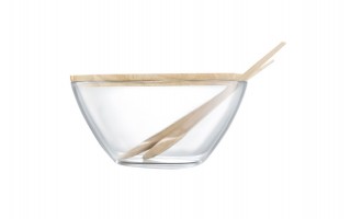 Salaterka 23 cm Natural z pokrywą i sztućcami AMBITION