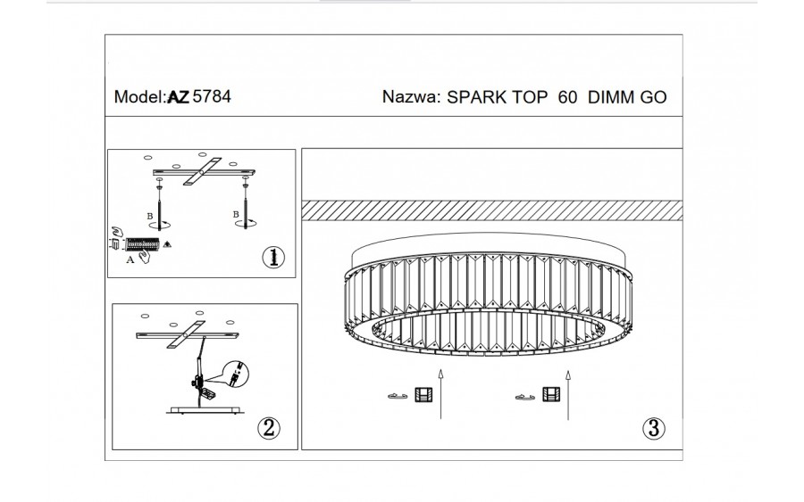 Plafon kryształowy SPARK TOP 60 DIMM gold 5784