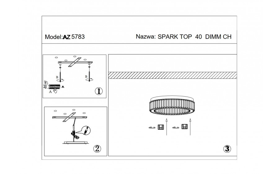 Plafon kryształowy SPARK TOP 40 DIMM 5783 chrom