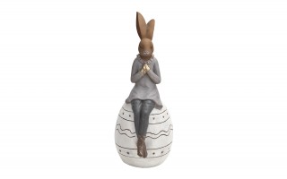 Figurka ozdobna Królik 46 cm na jajku dziewczynka