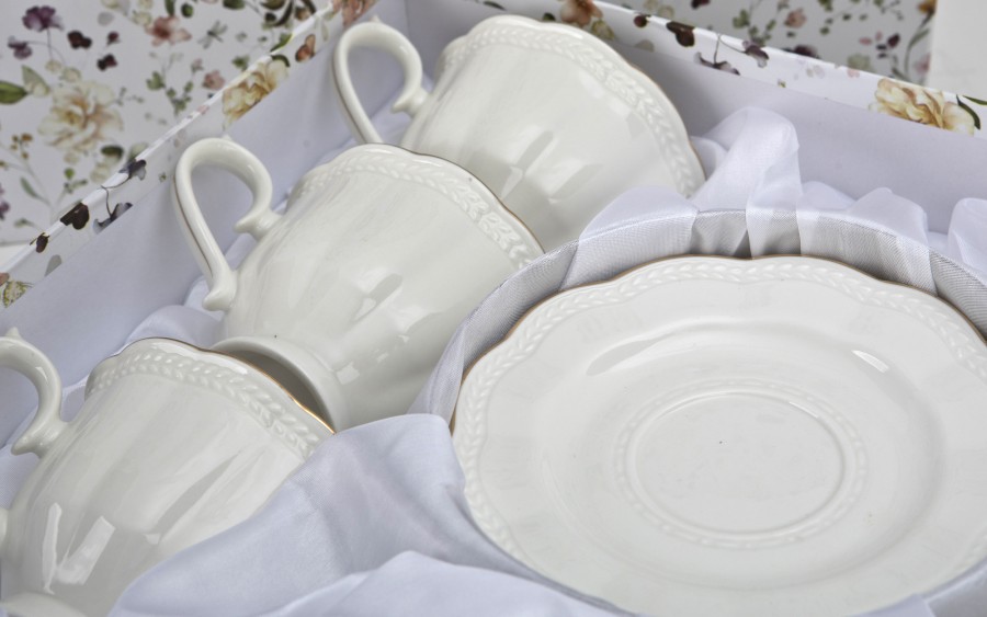 Komplet 6 filiżanek 250 ml + spodki Anet