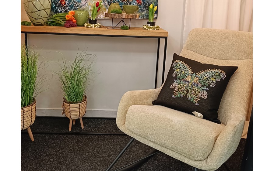 Poszewka dekoracyjna 45x45 cm Motyl na czarnym tle Gobelinowa Premium