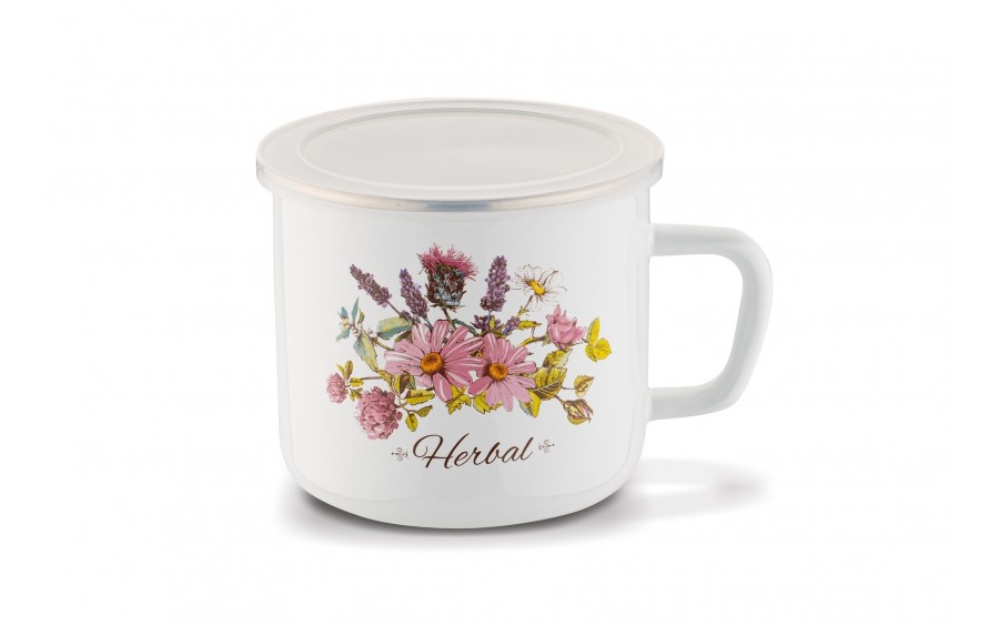 Kubek emaliowany z pokrywką 1000 ml Herbal