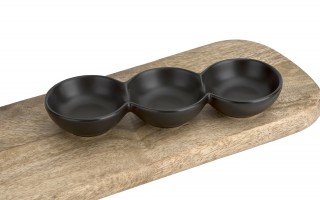 Porcelanowa Miseczka 3-częściowa do Dipów i Sosów Czarna