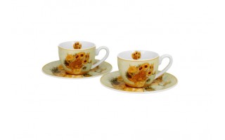 Zestaw 2 filiżanek do espresso 110 ml + spodki Sunflowers