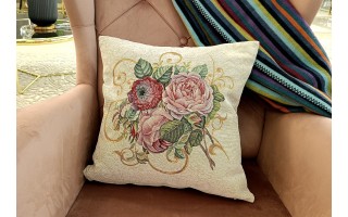 Poszewka dekoracyjna 45x45 cm Bukiet róż Gobelinowa Premium