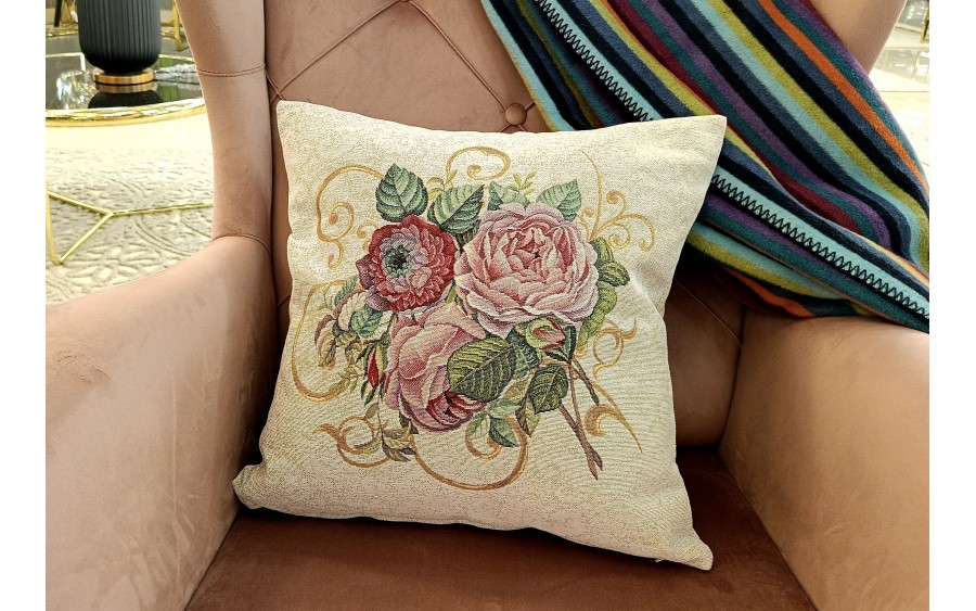 Poszewka dekoracyjna 45x45 cm Bukiet róż Gobelinowa Premium