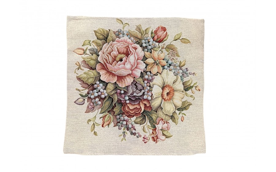 Poszewka dekoracyjna 45x45 cm Bukiet kwiatów Gobelinowa Premium