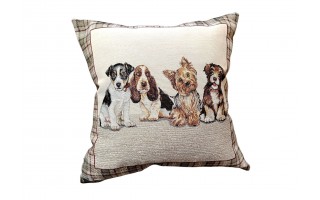 Poszewka dekoracyjna 45x45 cm Pieski krata Gobelinowa Premium