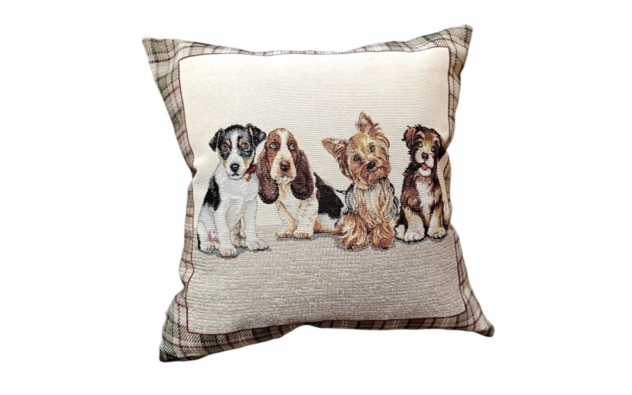 Poszewka dekoracyjna 45x45 cm Pieski krata Gobelinowa Premium