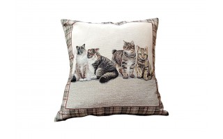 Poszewka dekoracyjna 45x45 cm Koty Krata Gobelinowa Premium