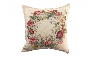 Poszewka dekoracyjna 45x45 cm Wianek z kwiatów Gobelinowa Premium