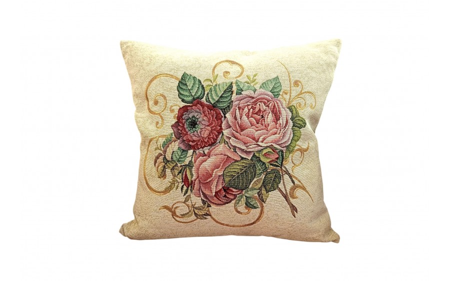 Poszewka dekoracyjna 45x45 cm Bukiet róż Gobelinowa Premium