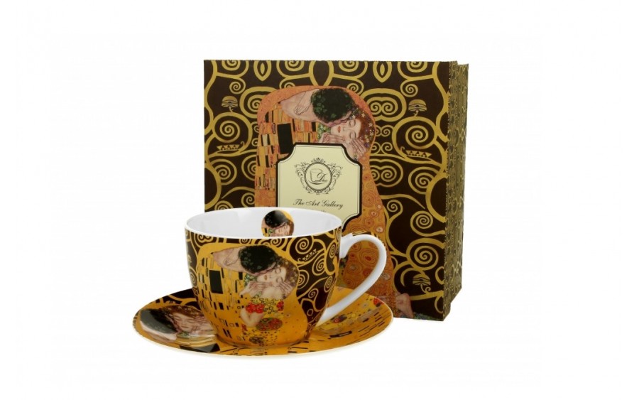 Filiżanka porcelanowa 250 ml + spodek The Kiss Brown