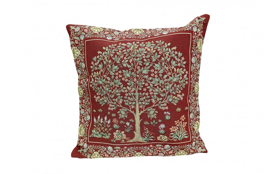 Poszewka dekoracyjna 45x45 cm Drzewo burgund 4077RJ Gobelinowa Premium