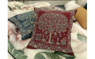 Poszewka dekoracyjna 45x45 cm Drzewo burgund 4077RJ Gobelinowa Premium