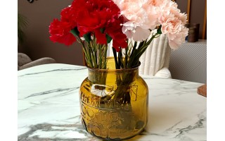 Wazon szklany 20cm From me to you żółty recykling