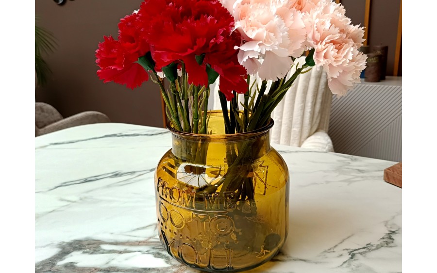 Wazon szklany 20cm From me to you żółty recykling