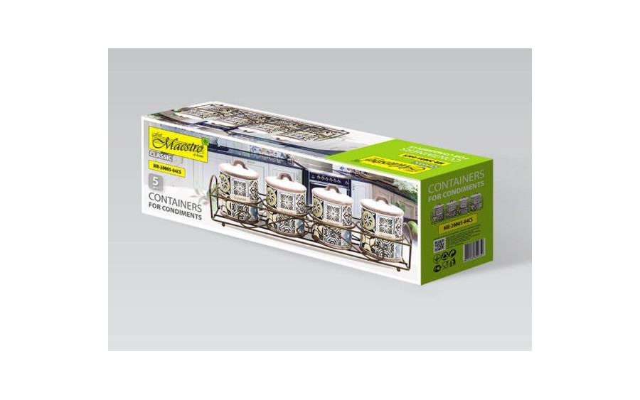 Zestaw 4 pojemników ceramicznych HOLIDAY IN PORTO