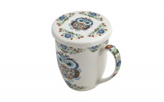 Kubek porcelanowy z zaparzaczem 350 ml Sowa Etno