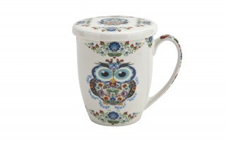 Kubek porcelanowy z zaparzaczem 350 ml Sowa Etno
