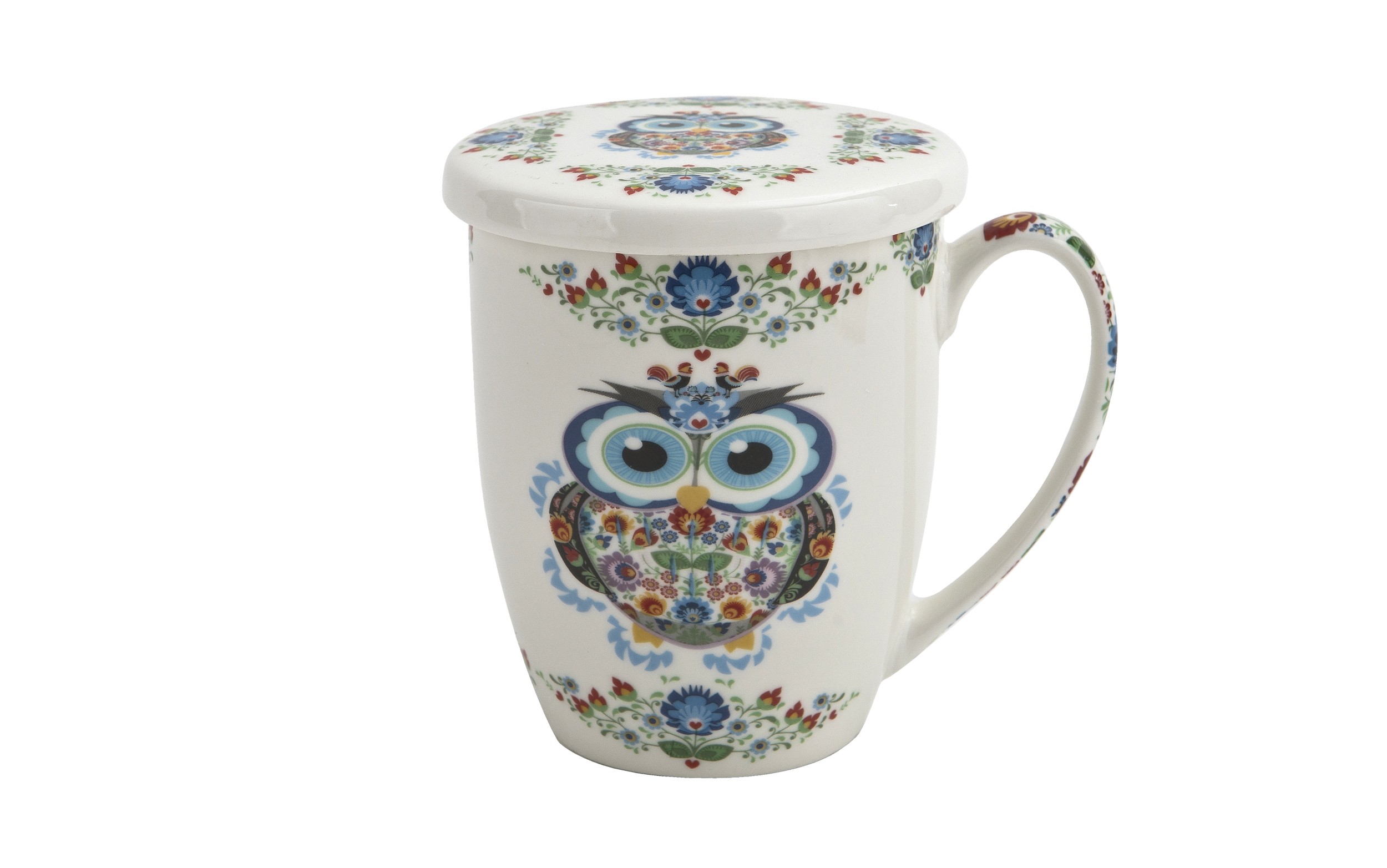 Kubek porcelanowy z zaparzaczem 350 ml Sowa Etno
