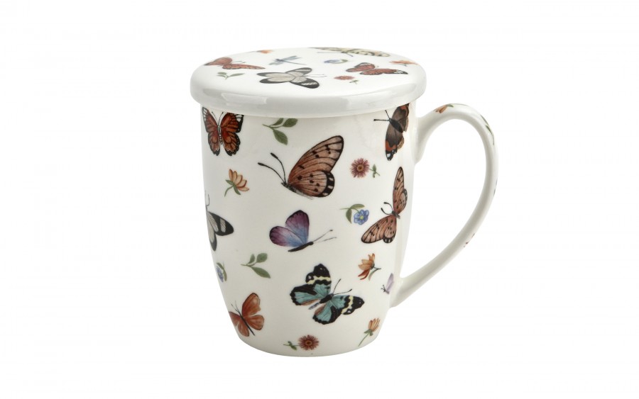 Kubek porcelanowy z zaparzaczem 350 ml Butterflies
