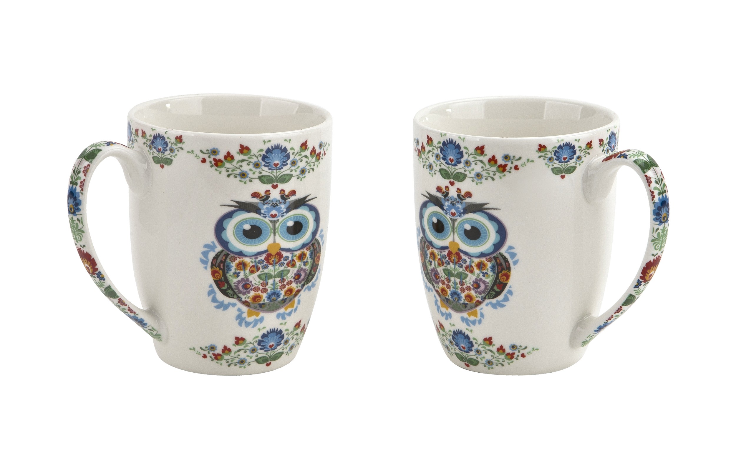 Komplet 2 kubkw porcelanowych 350 ml Sowa Etno