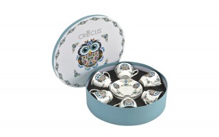 Komplet 6 filiżanek 250 ml + spodek Sowa Etno
