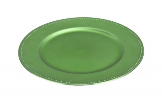 Talerz dekoracyjny plastikowy 33 cm zielony 163378