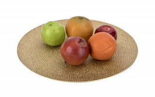 Talerz dekoracyjny plastikowy 33 cm złoty 147295