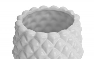 Ceramiczna Osłonka na doniczkę na stopce 26 cm Biało-złota