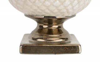 Ceramiczna Osłonka na doniczkę 18,5 cm Biało-złota