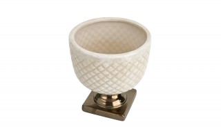 Ceramiczna Osłonka na doniczkę 18,5 cm Biało-złota