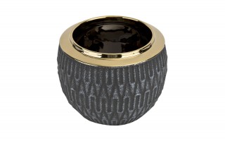 Ceramiczna Osłonka na doniczkę 15,5 cm Czarno-złota