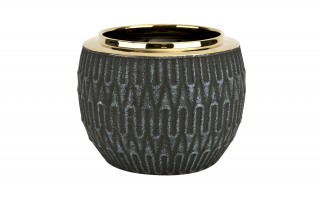 Ceramiczna Osłonka na doniczkę 15,5 cm Czarno-złota