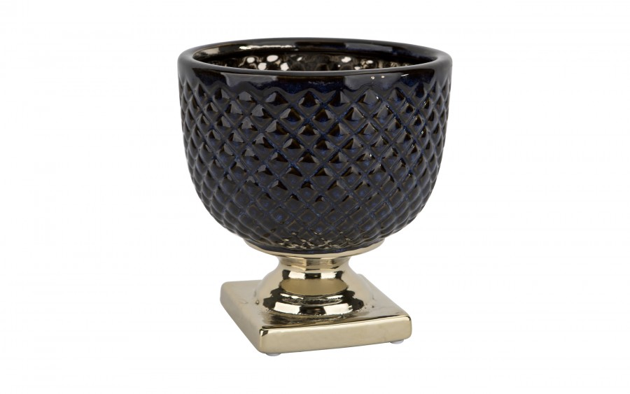 Ceramiczna Osłonka na doniczkę 18,5 cm Niebiesko-złota