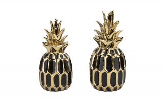 Dekoracja z ceramiki Ananas czarno-złoty 164417