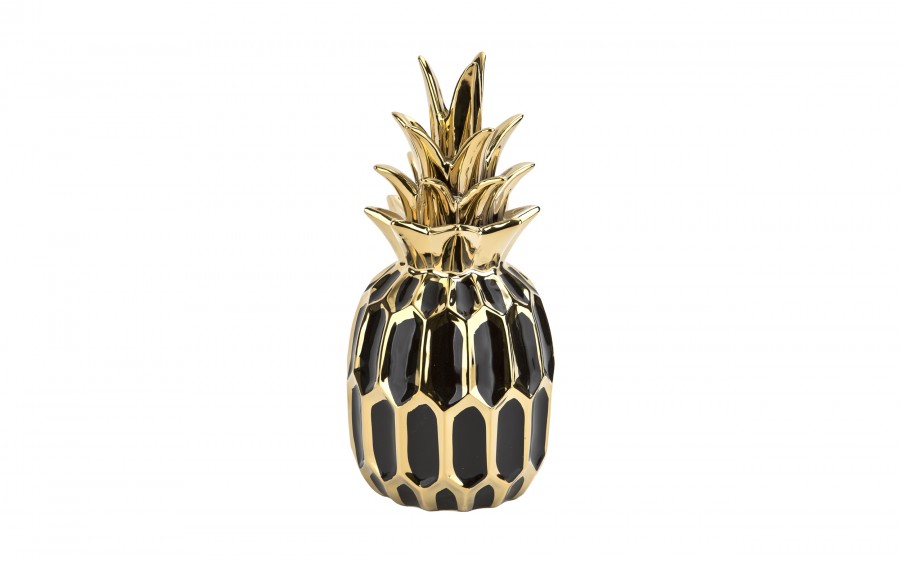 Dekoracja z ceramiki Ananas czarno-złoty 164417