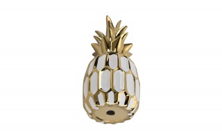 Dekoracja z ceramiki Ananas biało-złoty 164414